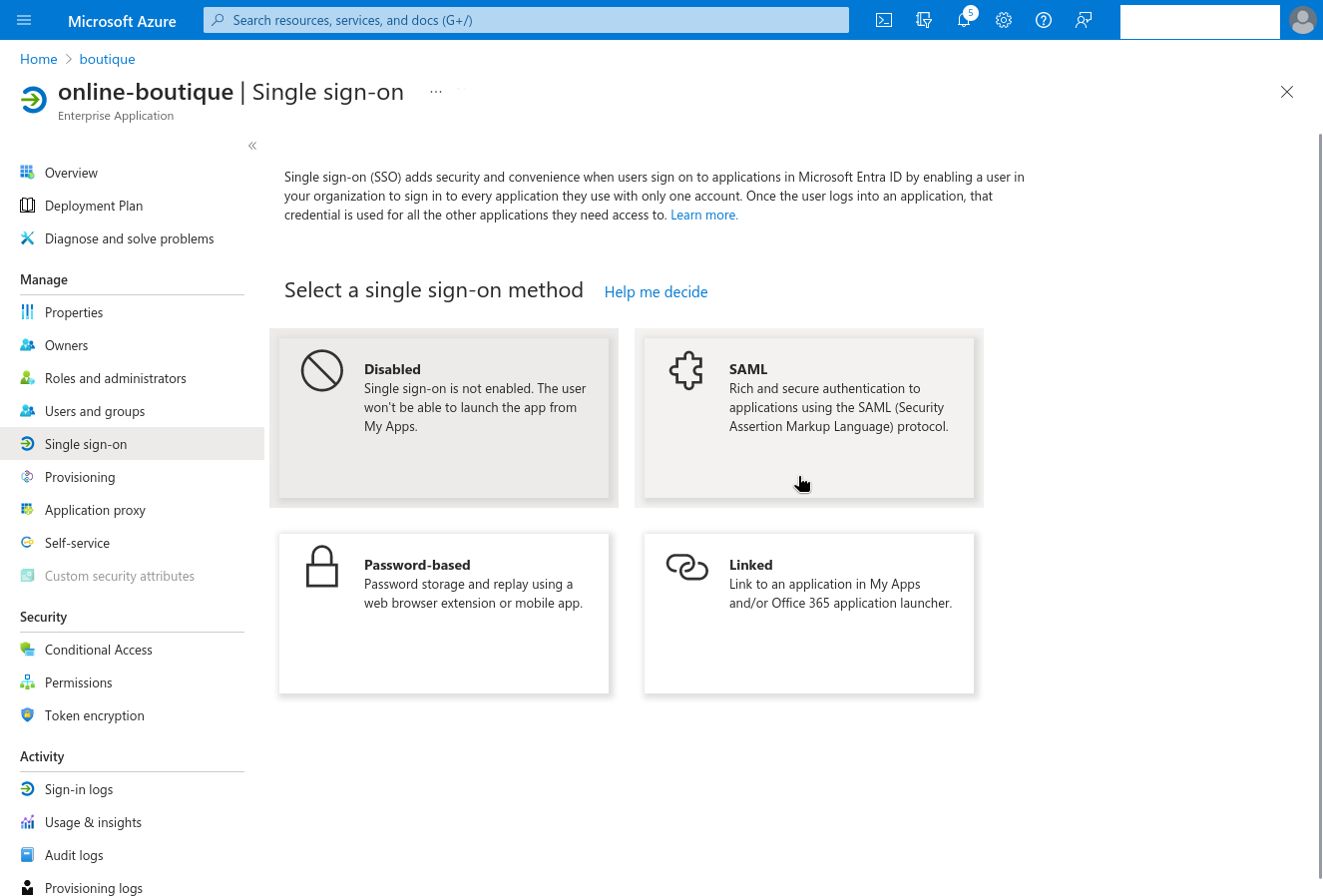 Choose SAML as your app&#39;s single sign-on protocol